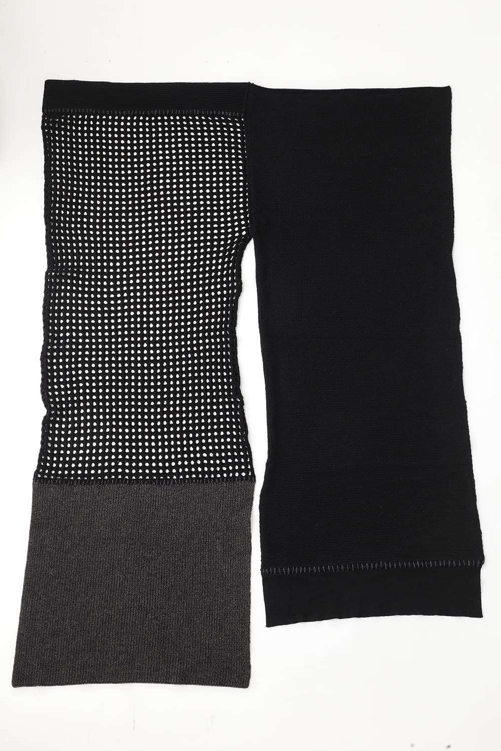 Patchwork stole merino wool / cotton Black