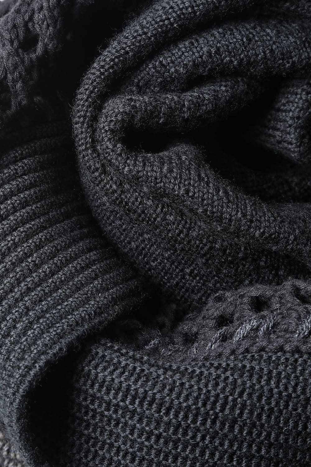 Patchwork stole merino wool / cotton Black