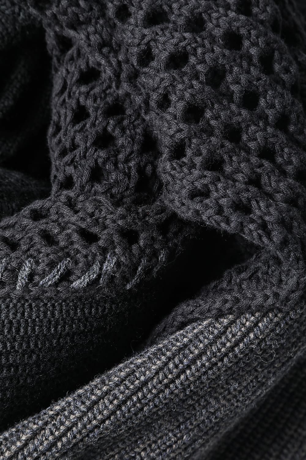 Patchwork stole merino wool / cotton Black