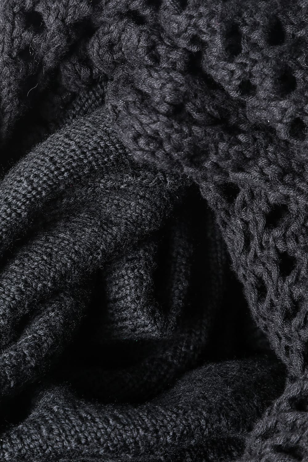 Patchwork stole merino wool / cotton Black