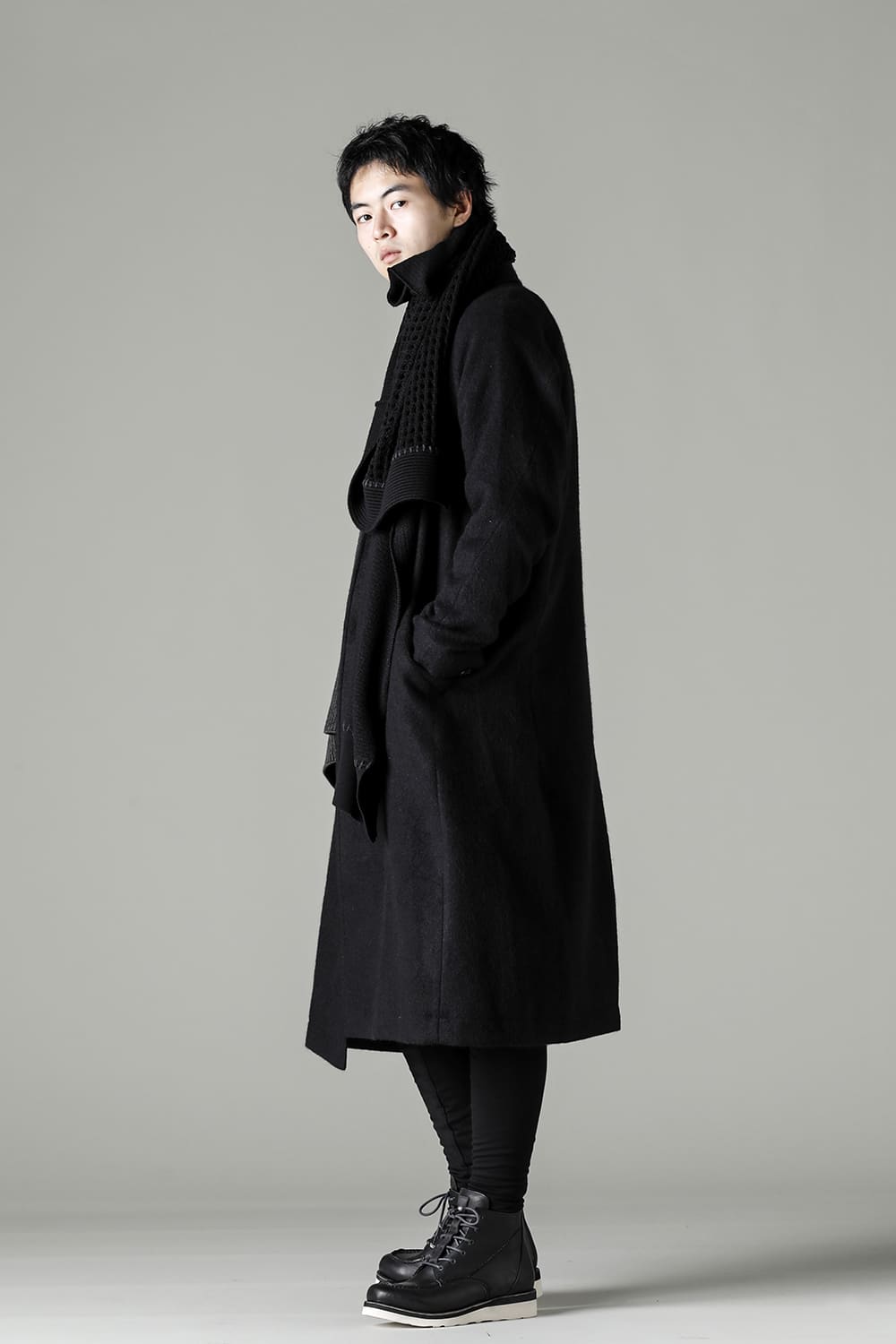 Patchwork stole merino wool / cotton Black