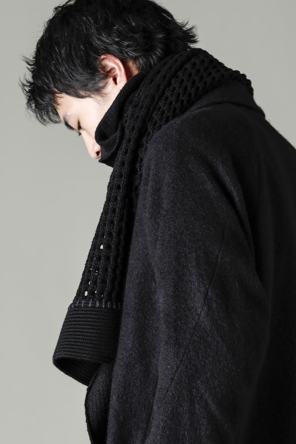 Patchwork stole merino wool / cotton Black