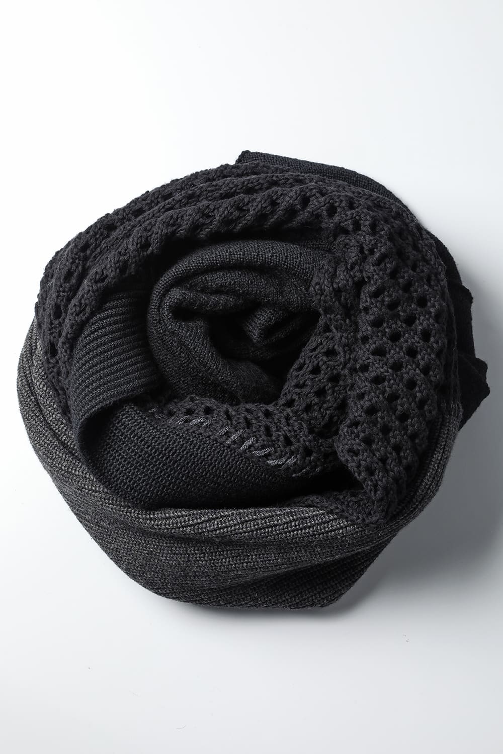 Patchwork stole merino wool / cotton Black