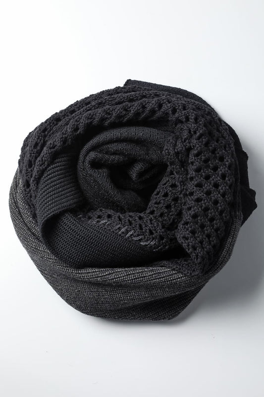 Patchwork stole merino wool / cotton Black