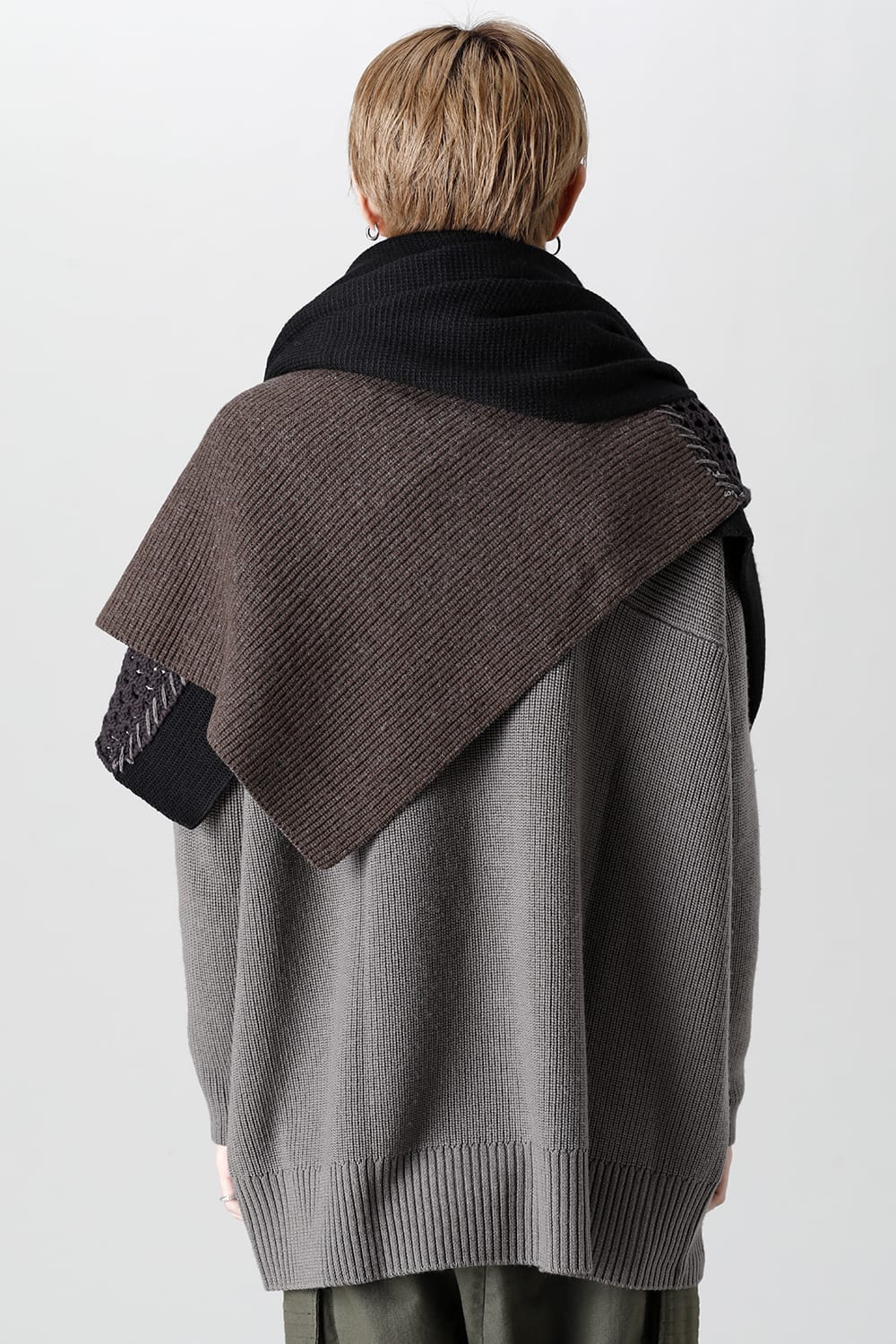 Patchwork stole Merino wool / Cotton Black Mix