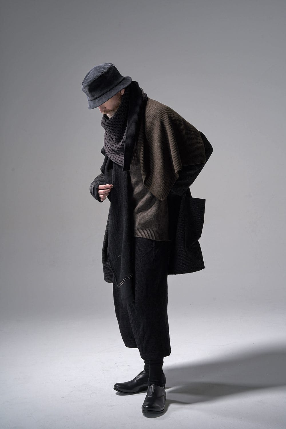 Patchwork stole Merino wool / Cotton Black Mix