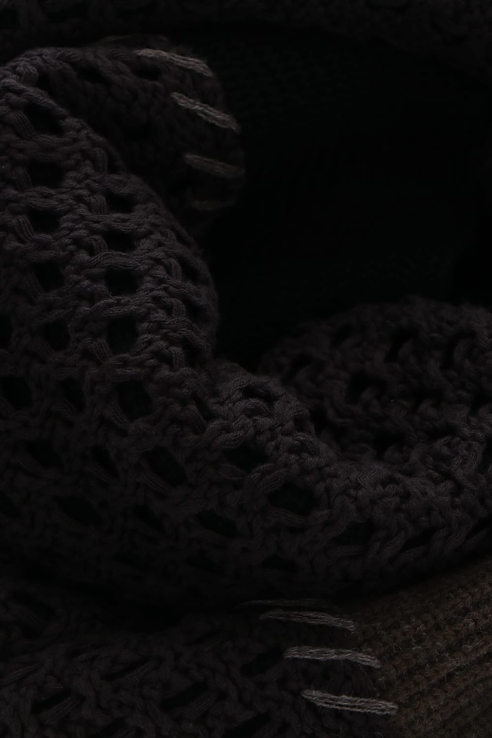 Patchwork stole Merino wool / Cotton Black Mix