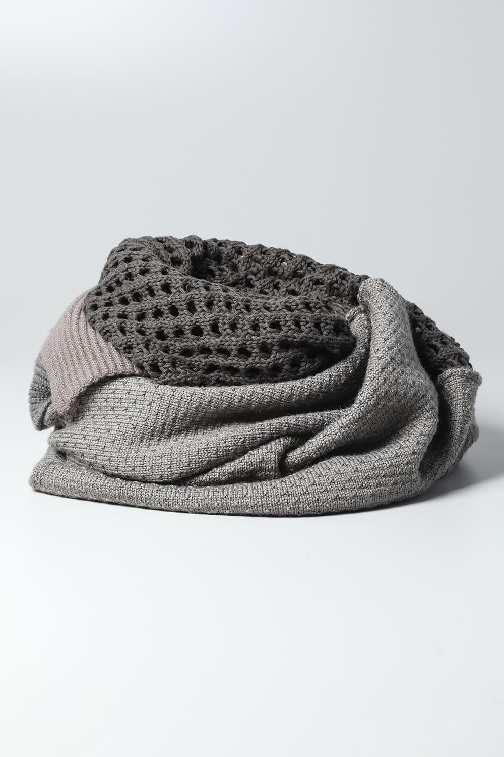 Patchwork stole merino wool / cotton Gray