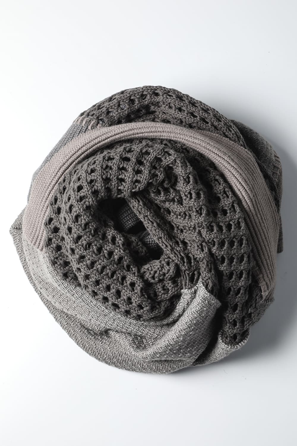 Patchwork stole merino wool / cotton Gray