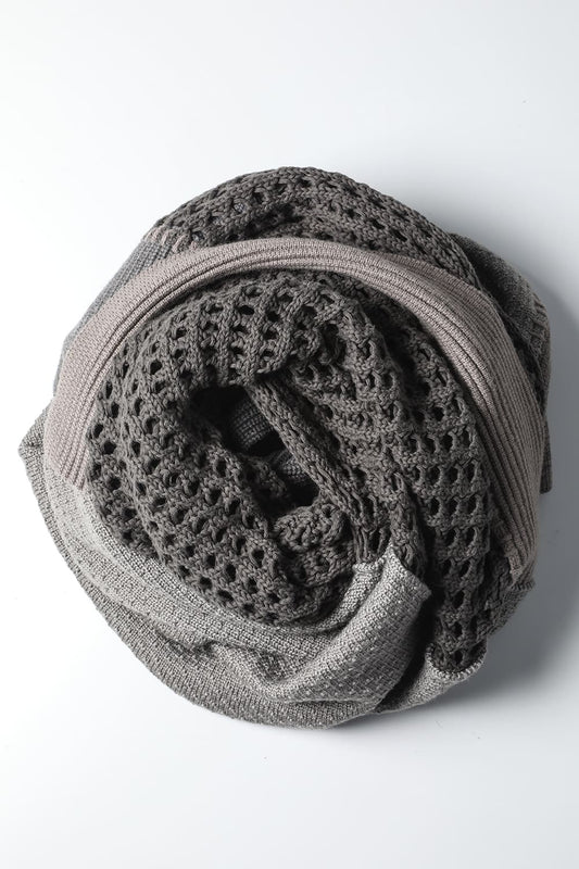 Patchwork stole merino wool / cotton Gray