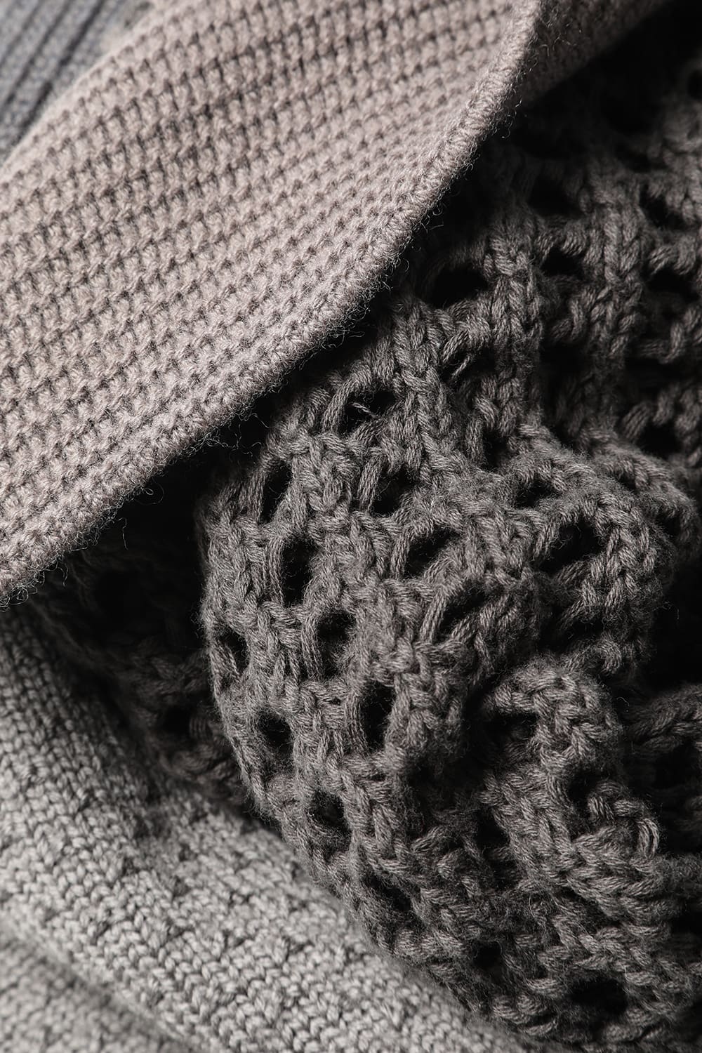 Patchwork stole merino wool / cotton Gray