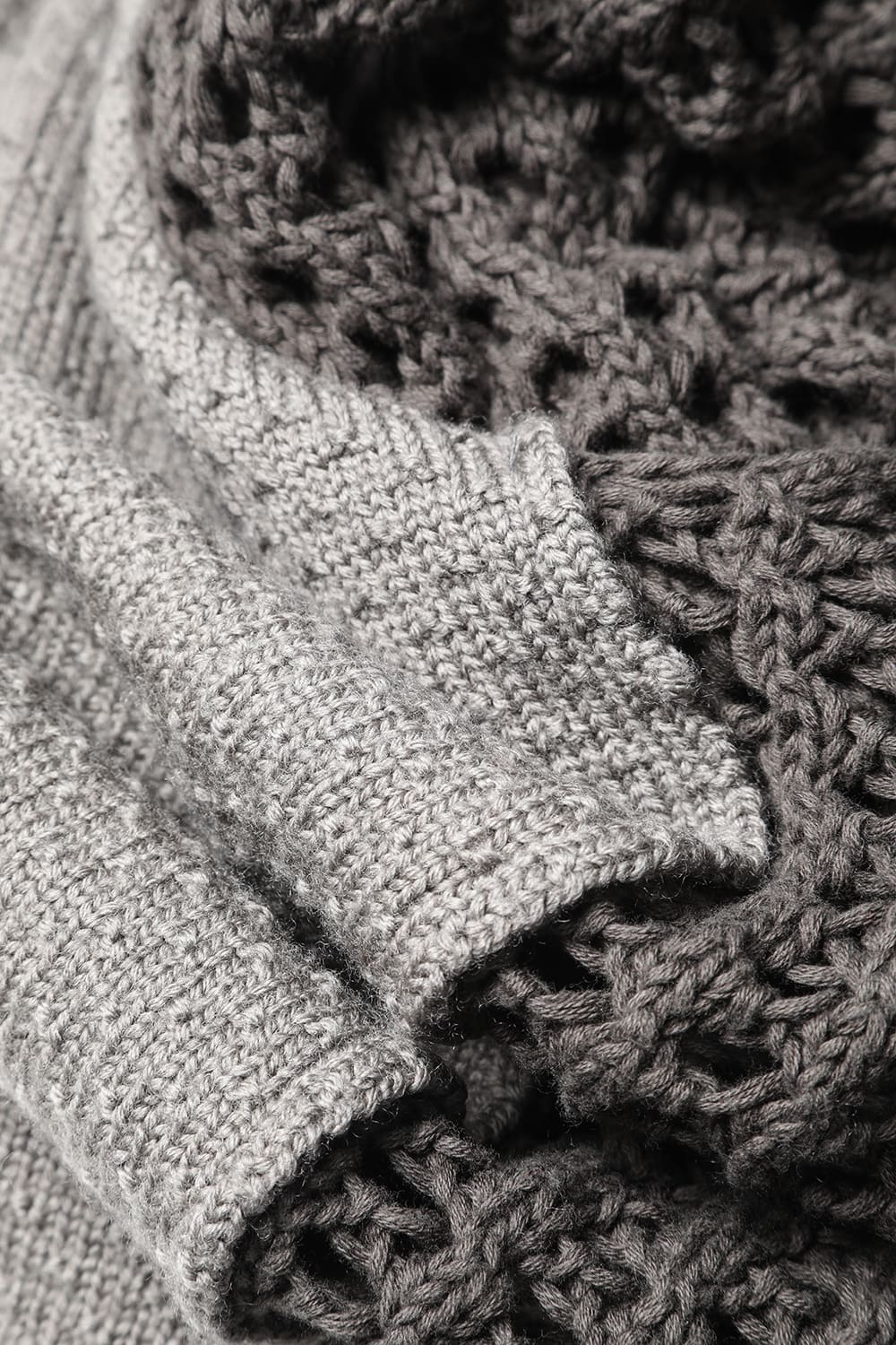 Patchwork stole merino wool / cotton Gray