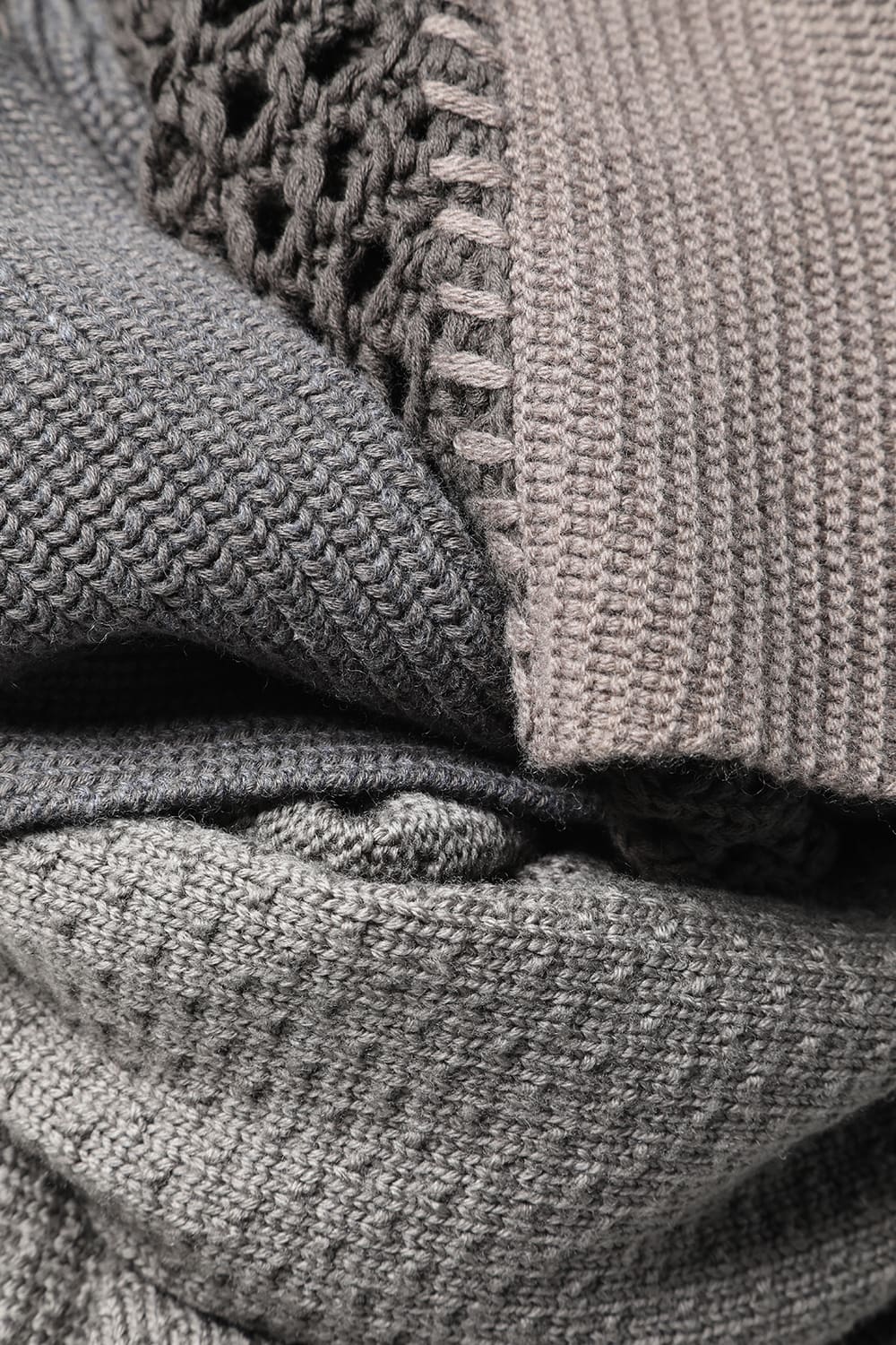 Patchwork stole merino wool / cotton Gray