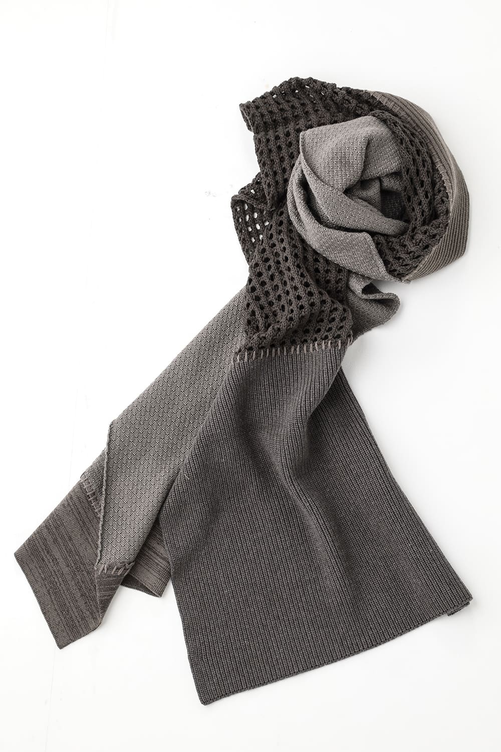 Patchwork stole merino wool / cotton Gray