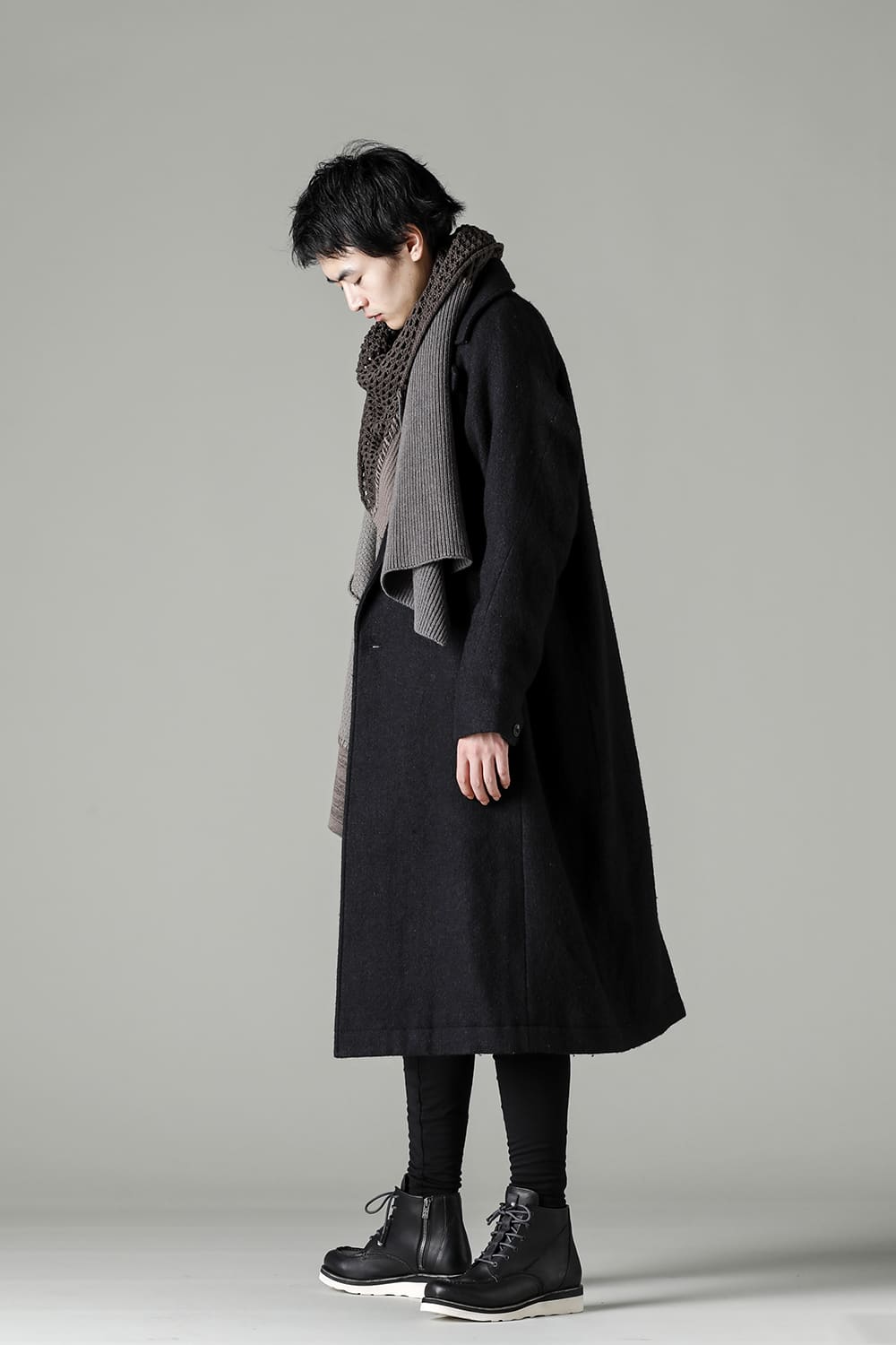 Patchwork stole merino wool / cotton Gray