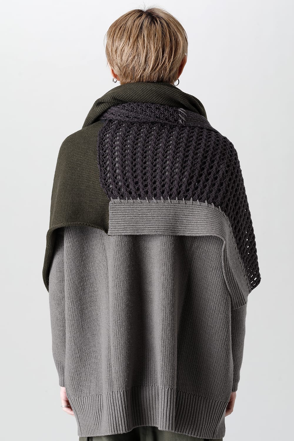 Patchwork stole Merino wool / Cotton Olive Mix