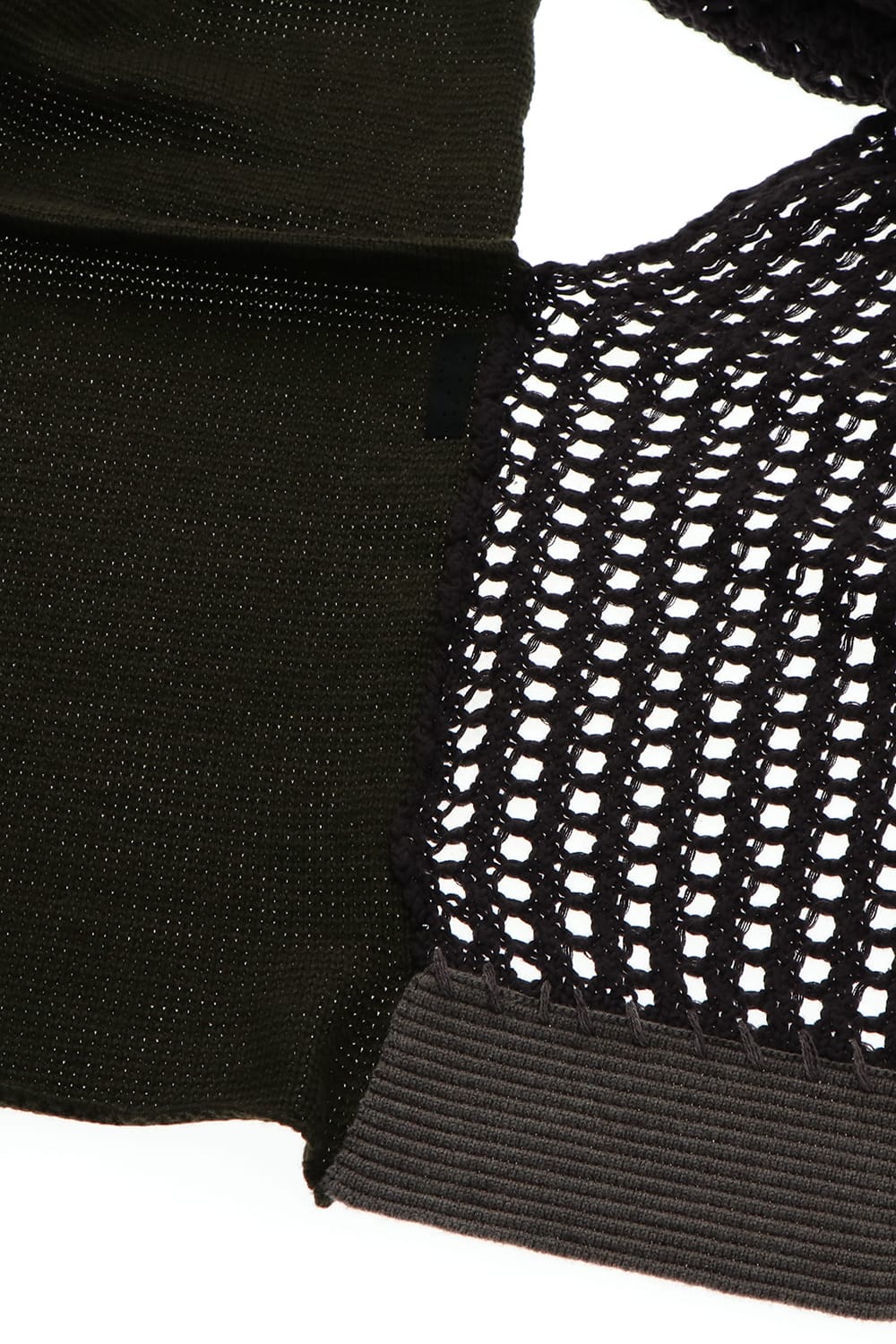 Patchwork stole Merino wool / Cotton Olive Mix