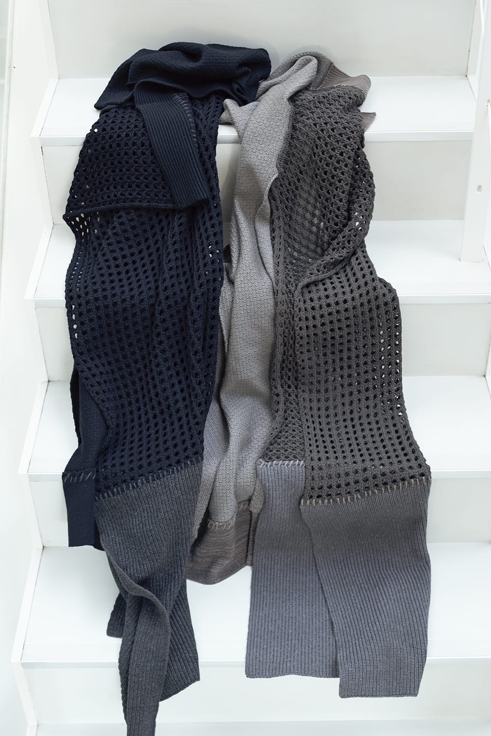 Patchwork stole merino wool / cotton Gray