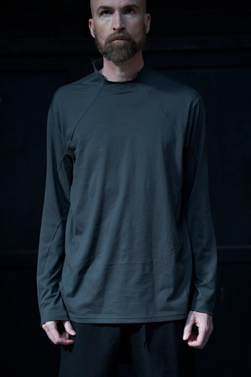 Semi High neck Long sleeve suvin cotton jersey  Charcoal