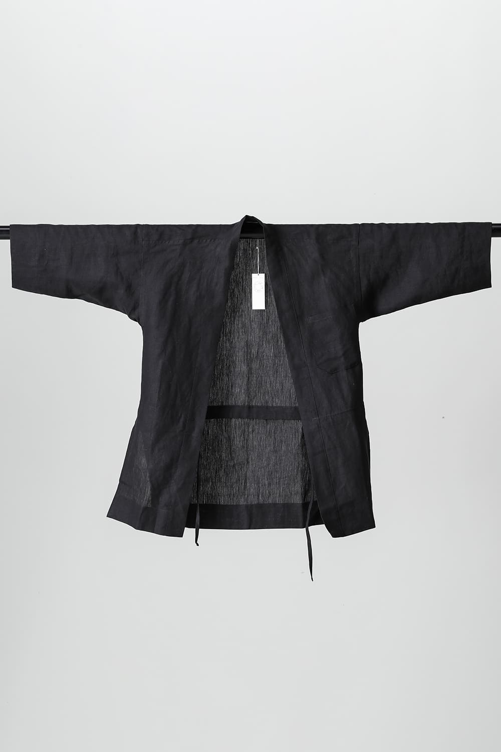 KIMONO#10  BLACK LINEN/PAPER CLOTH