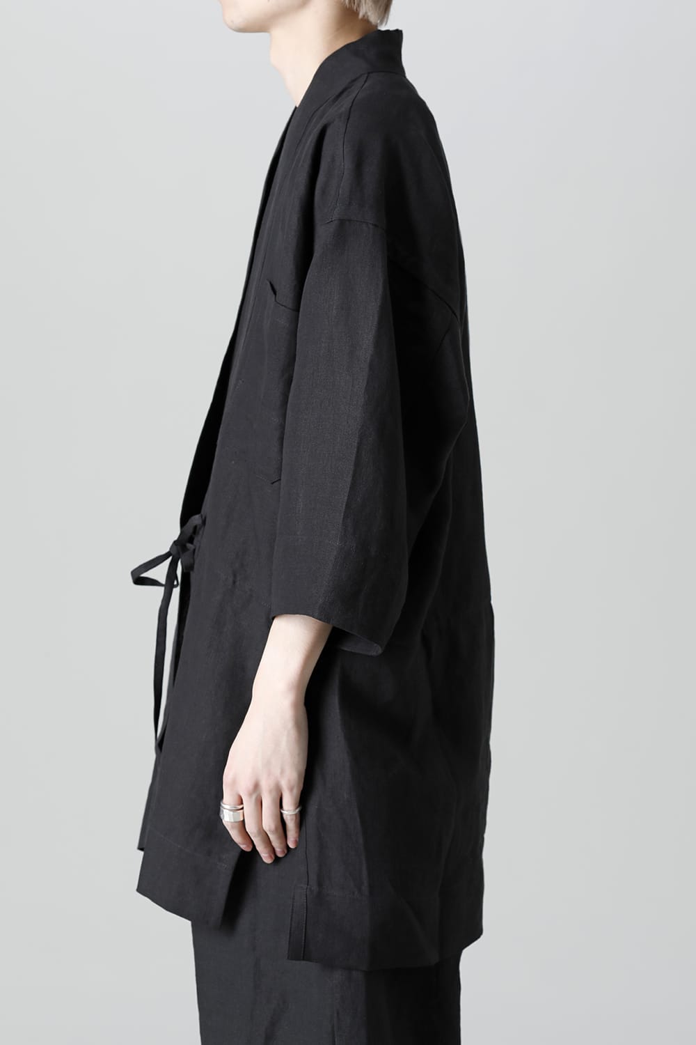 KIMONO#10  BLACK LINEN/PAPER CLOTH