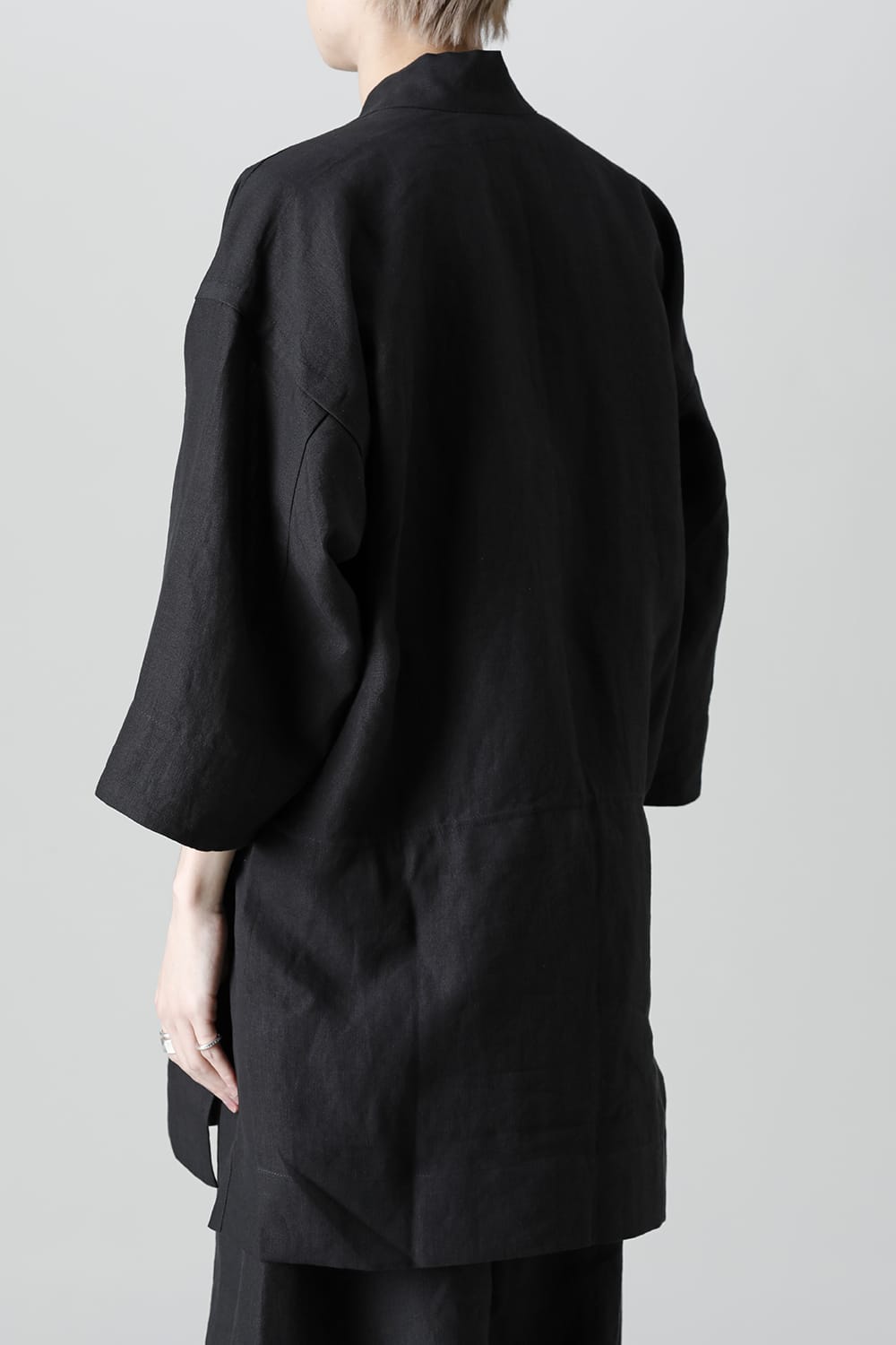 KIMONO#10  BLACK LINEN/PAPER CLOTH