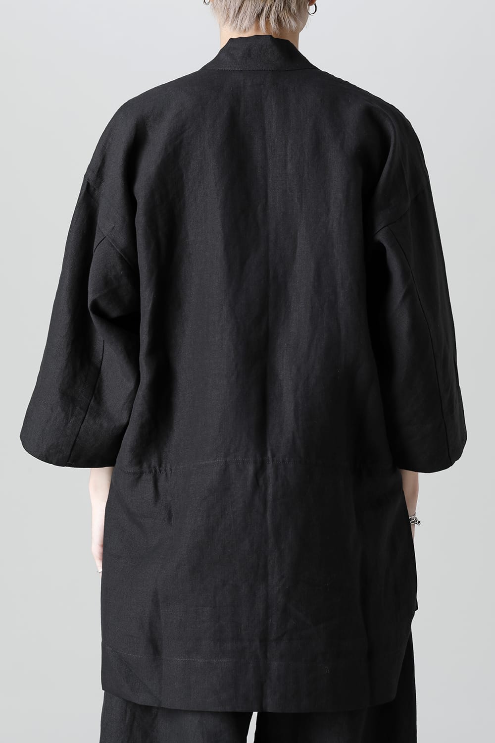 KIMONO#10  BLACK LINEN/PAPER CLOTH