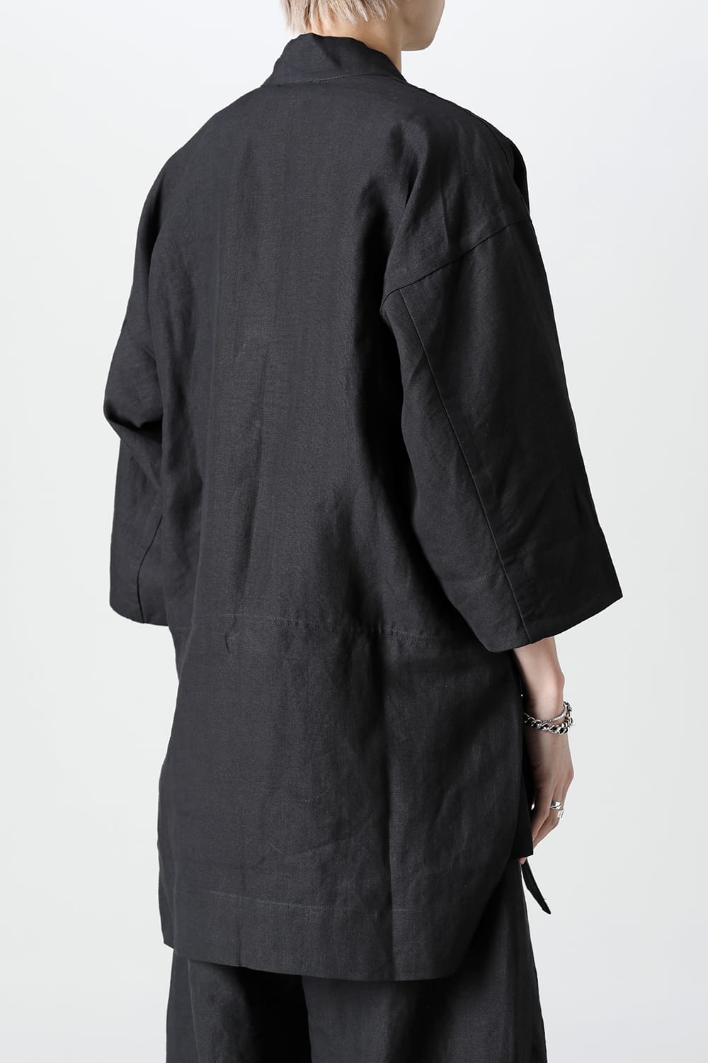 KIMONO#10  BLACK LINEN/PAPER CLOTH