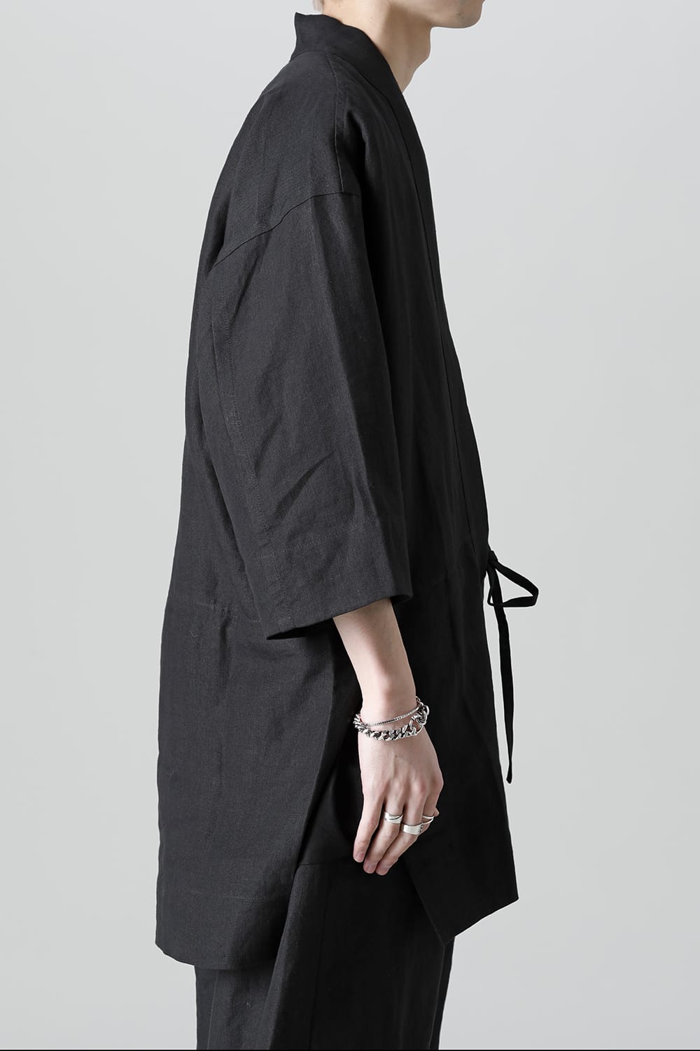 KIMONO#10  BLACK LINEN/PAPER CLOTH