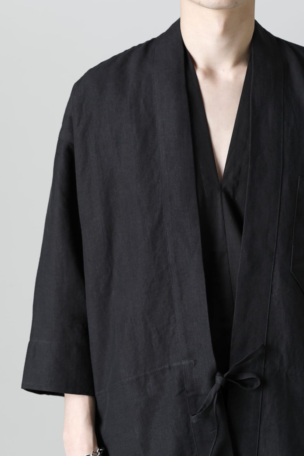 KIMONO#10  BLACK LINEN/PAPER CLOTH