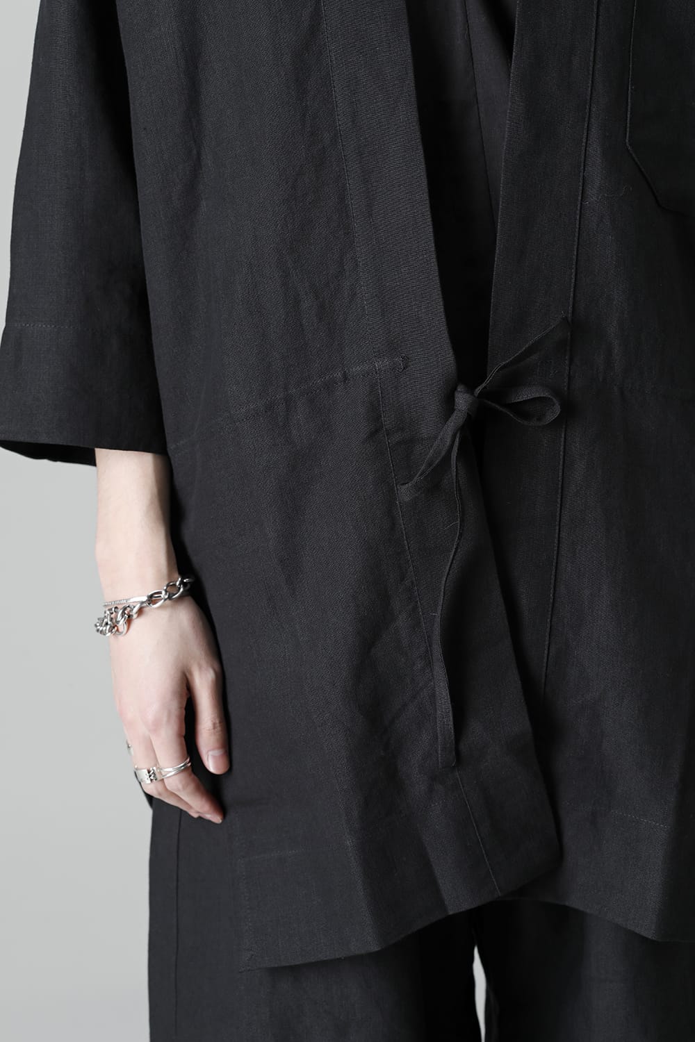 KIMONO#10  BLACK LINEN/PAPER CLOTH