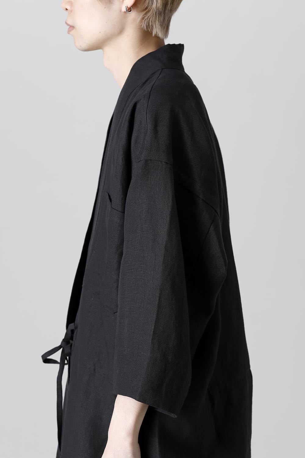 KIMONO#10  BLACK LINEN/PAPER CLOTH