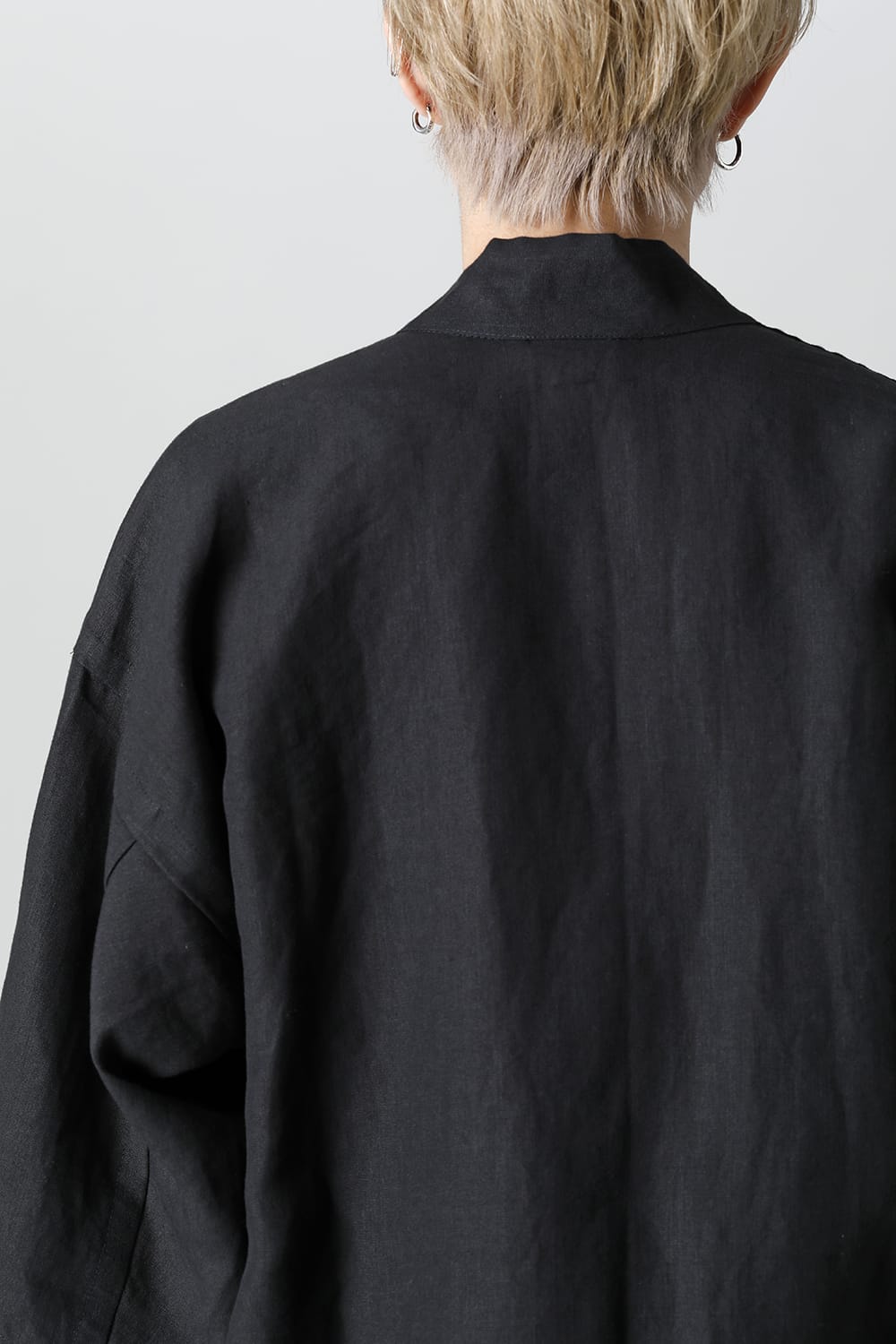 KIMONO#10  BLACK LINEN/PAPER CLOTH