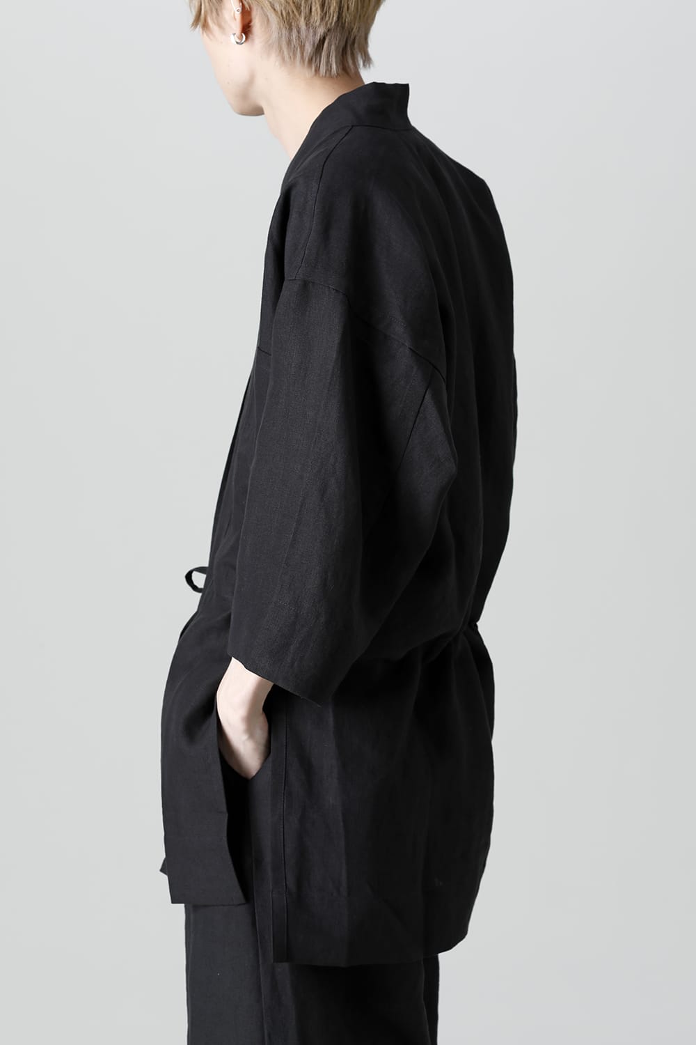 KIMONO#10  BLACK LINEN/PAPER CLOTH