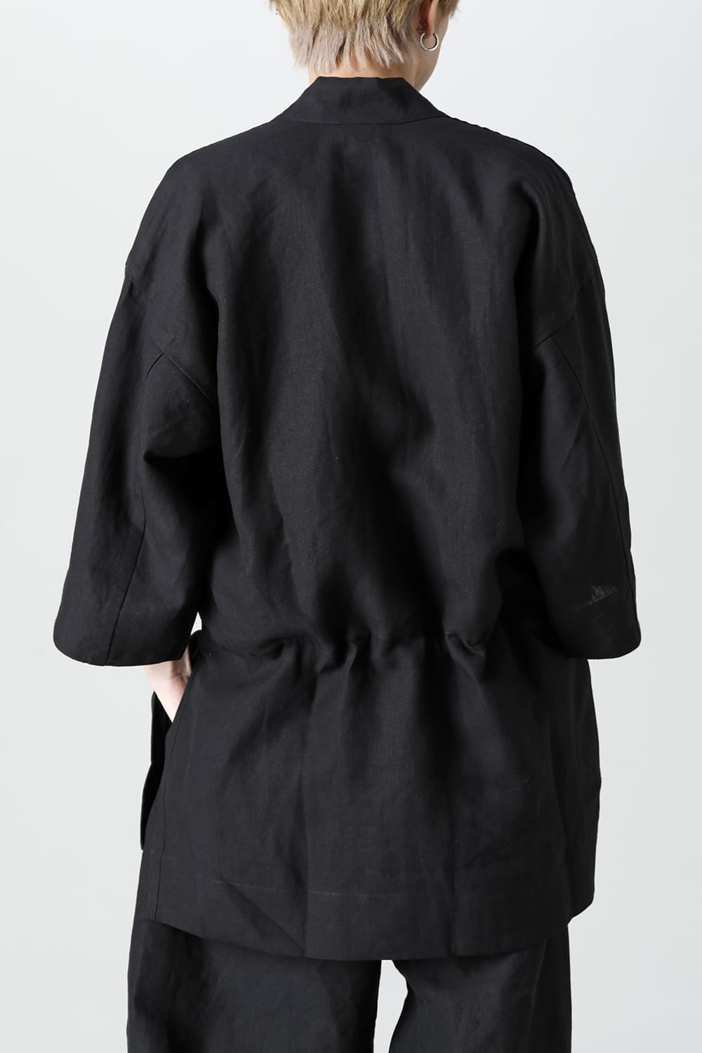 KIMONO#10  BLACK LINEN/PAPER CLOTH