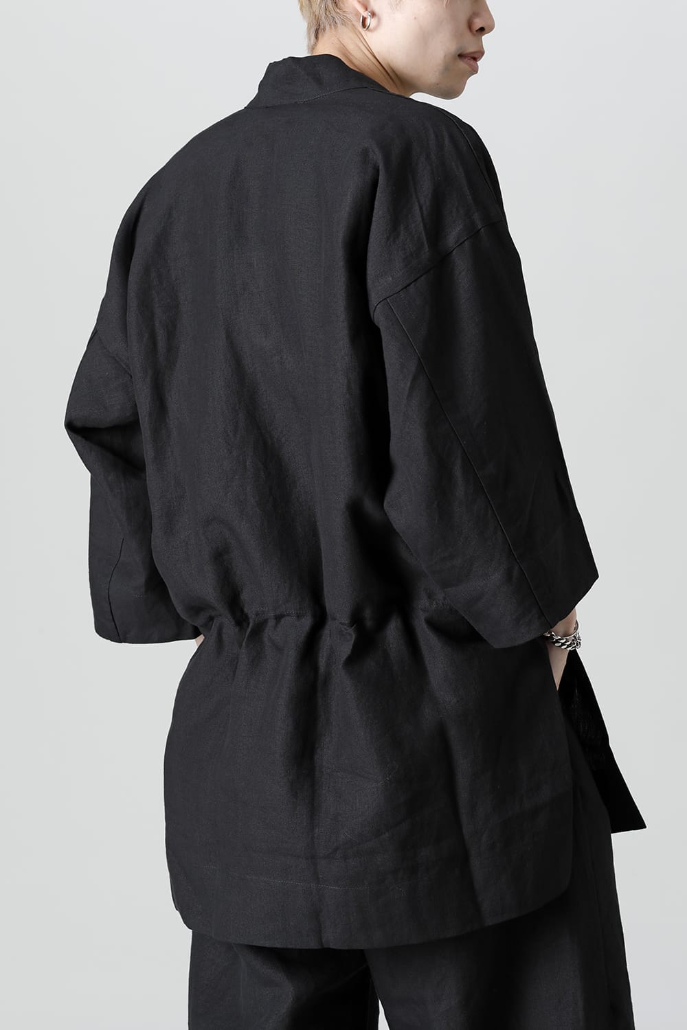 KIMONO#10  BLACK LINEN/PAPER CLOTH