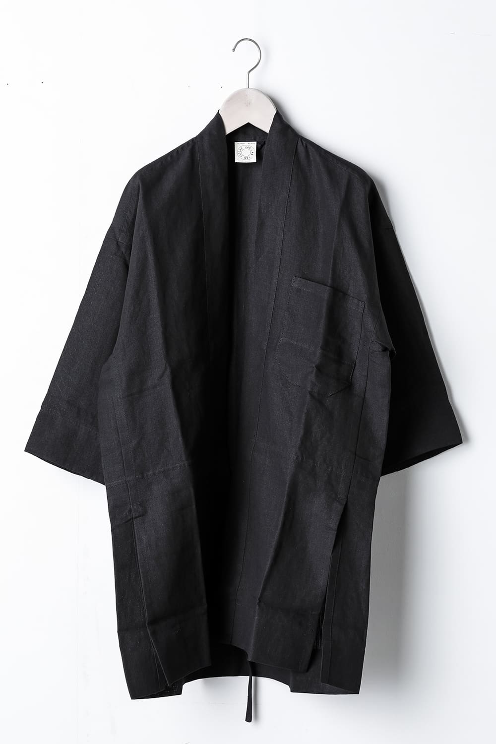 KIMONO#10  BLACK LINEN/PAPER CLOTH