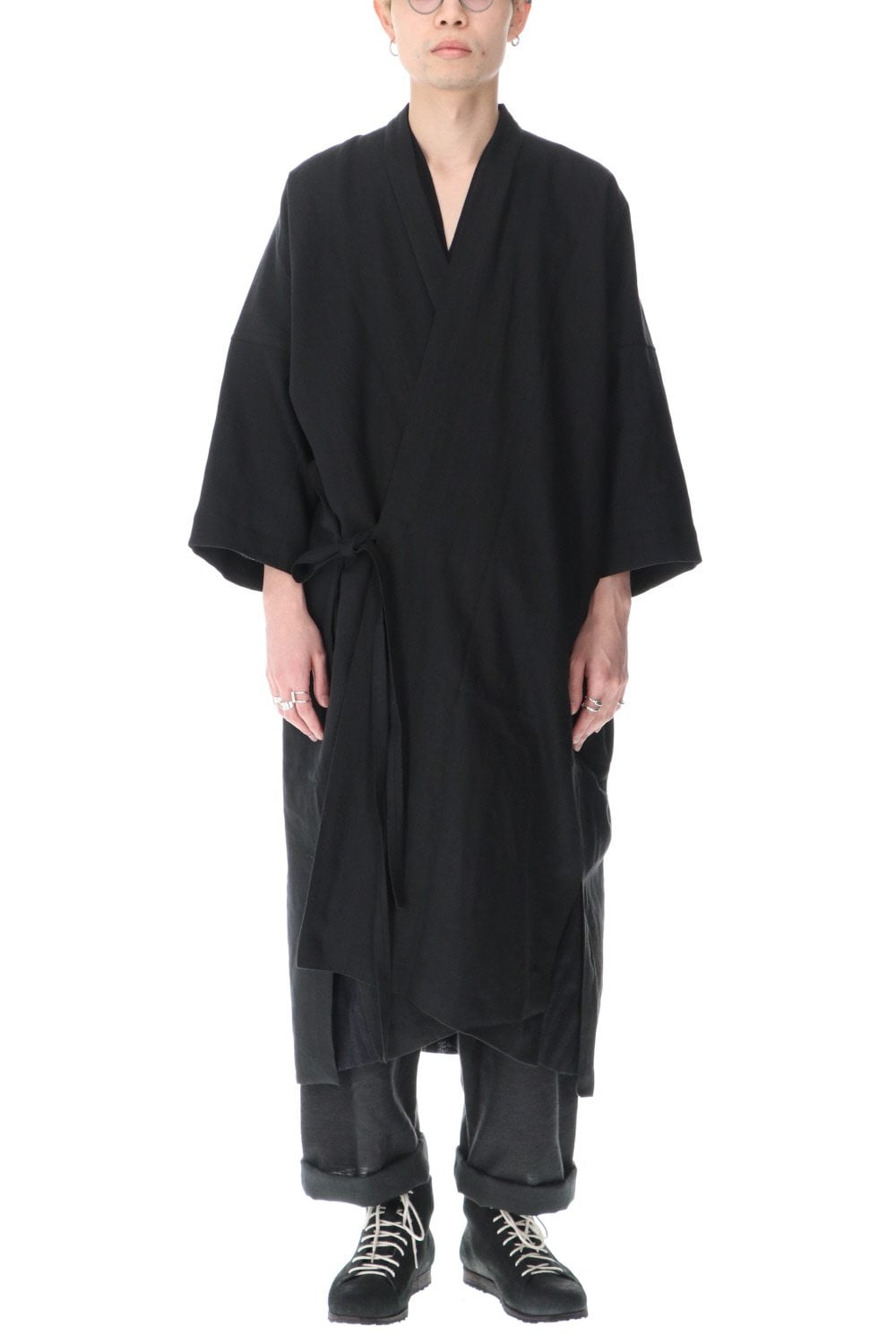 KIMONO#8 BLACK LINEN/PAPER CLOTH