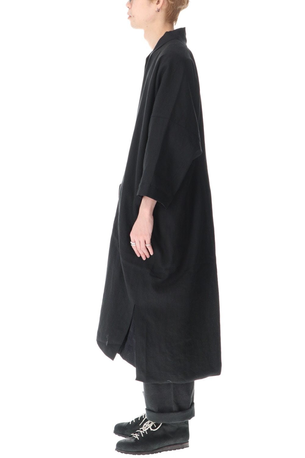 KIMONO#8 BLACK LINEN/PAPER CLOTH