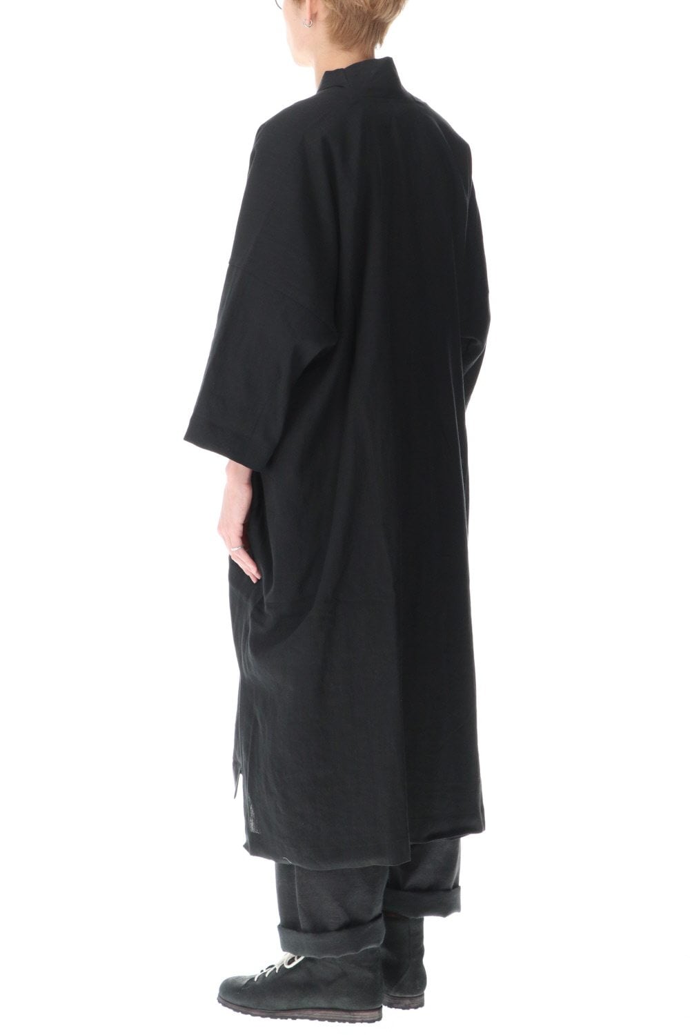 KIMONO#8 BLACK LINEN/PAPER CLOTH