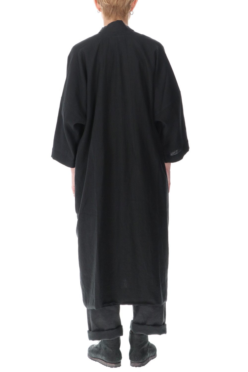 KIMONO#8 BLACK LINEN/PAPER CLOTH