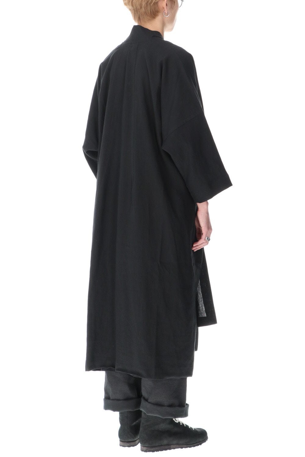 KIMONO#8 BLACK LINEN/PAPER CLOTH