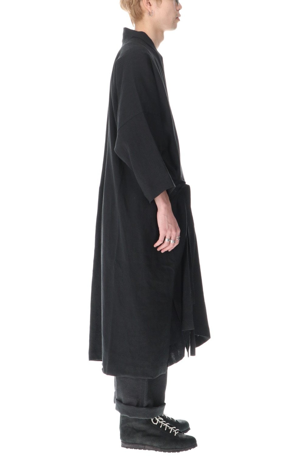 KIMONO#8 BLACK LINEN/PAPER CLOTH