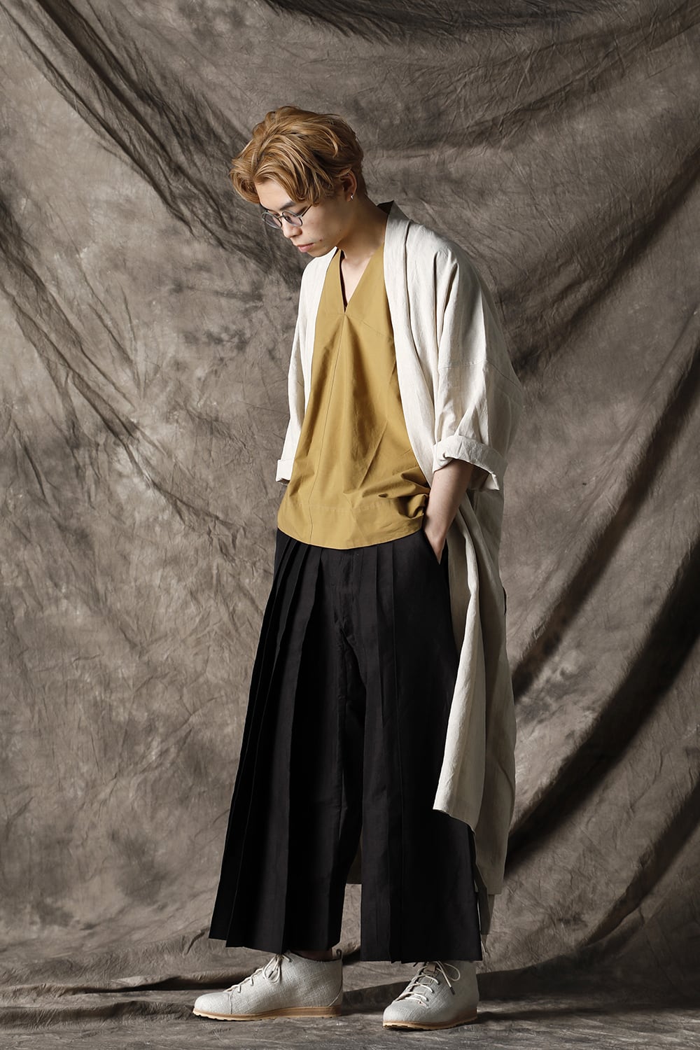 KIMONO#8 NATURAL MELE LINEN/SILK SHIRTING