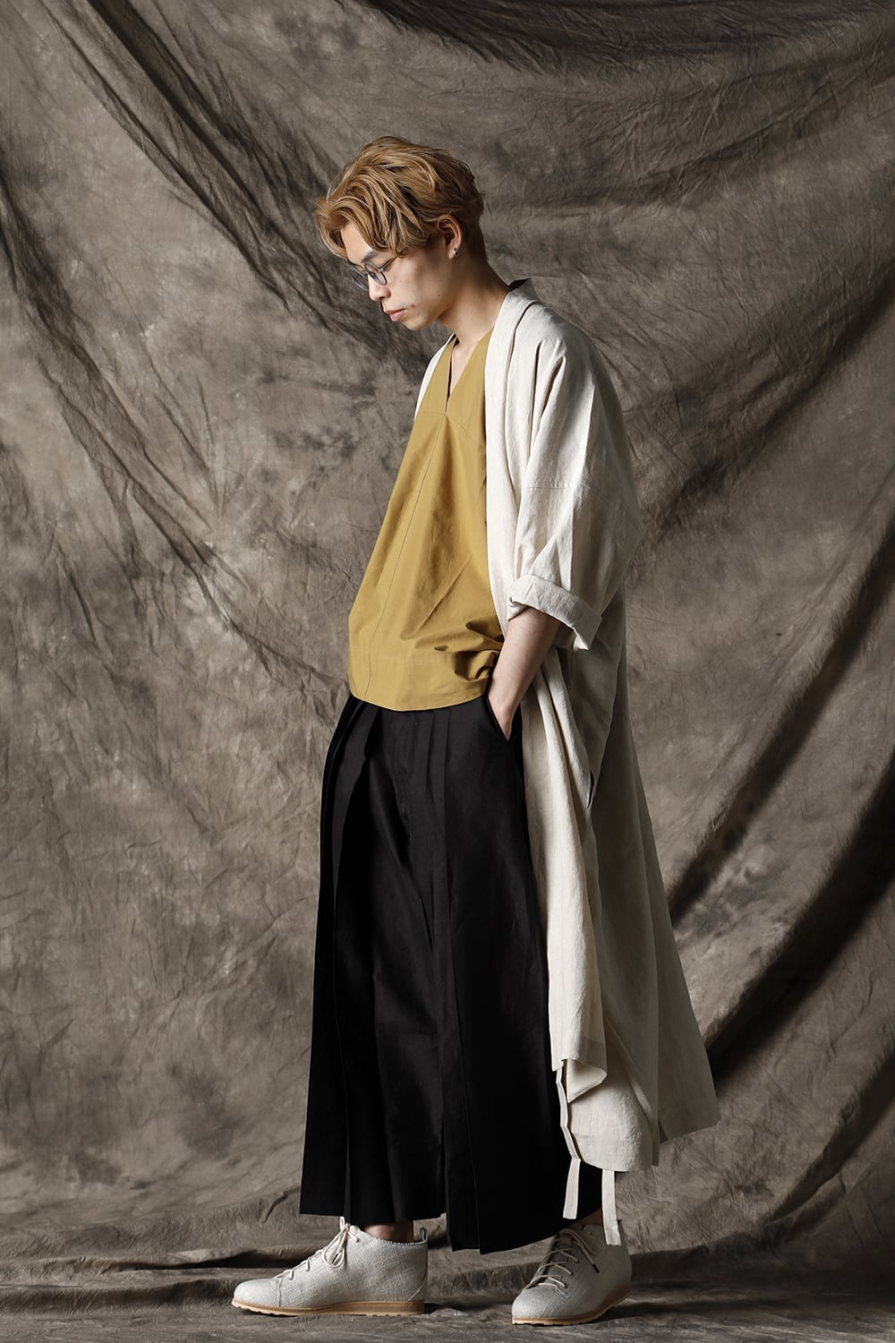 KIMONO#8 NATURAL MELE LINEN/SILK SHIRTING
