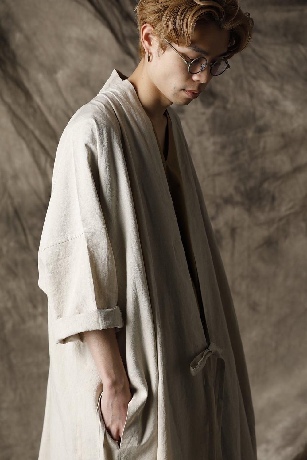 KIMONO#8 NATURAL MELE LINEN/SILK SHIRTING