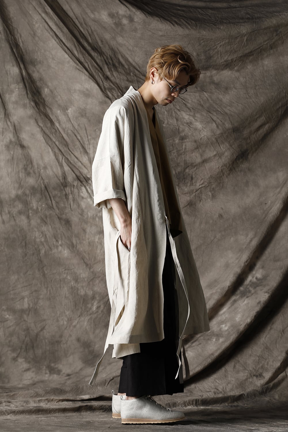 KIMONO#8 NATURAL MELE LINEN/SILK SHIRTING