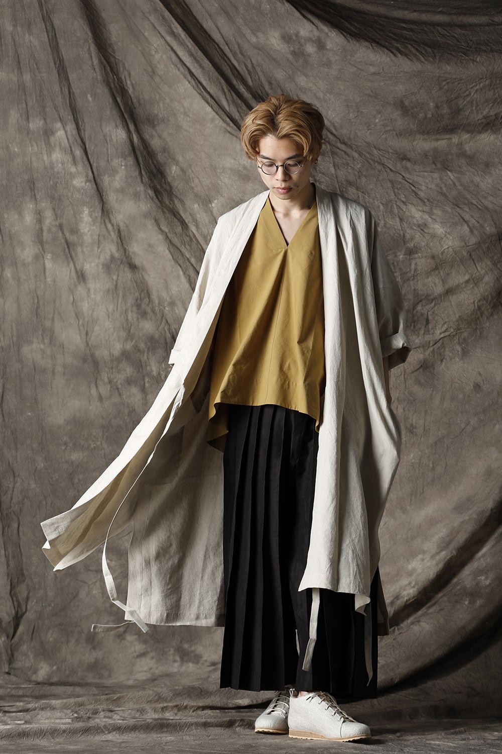 KIMONO#8 NATURAL MELE LINEN/SILK SHIRTING