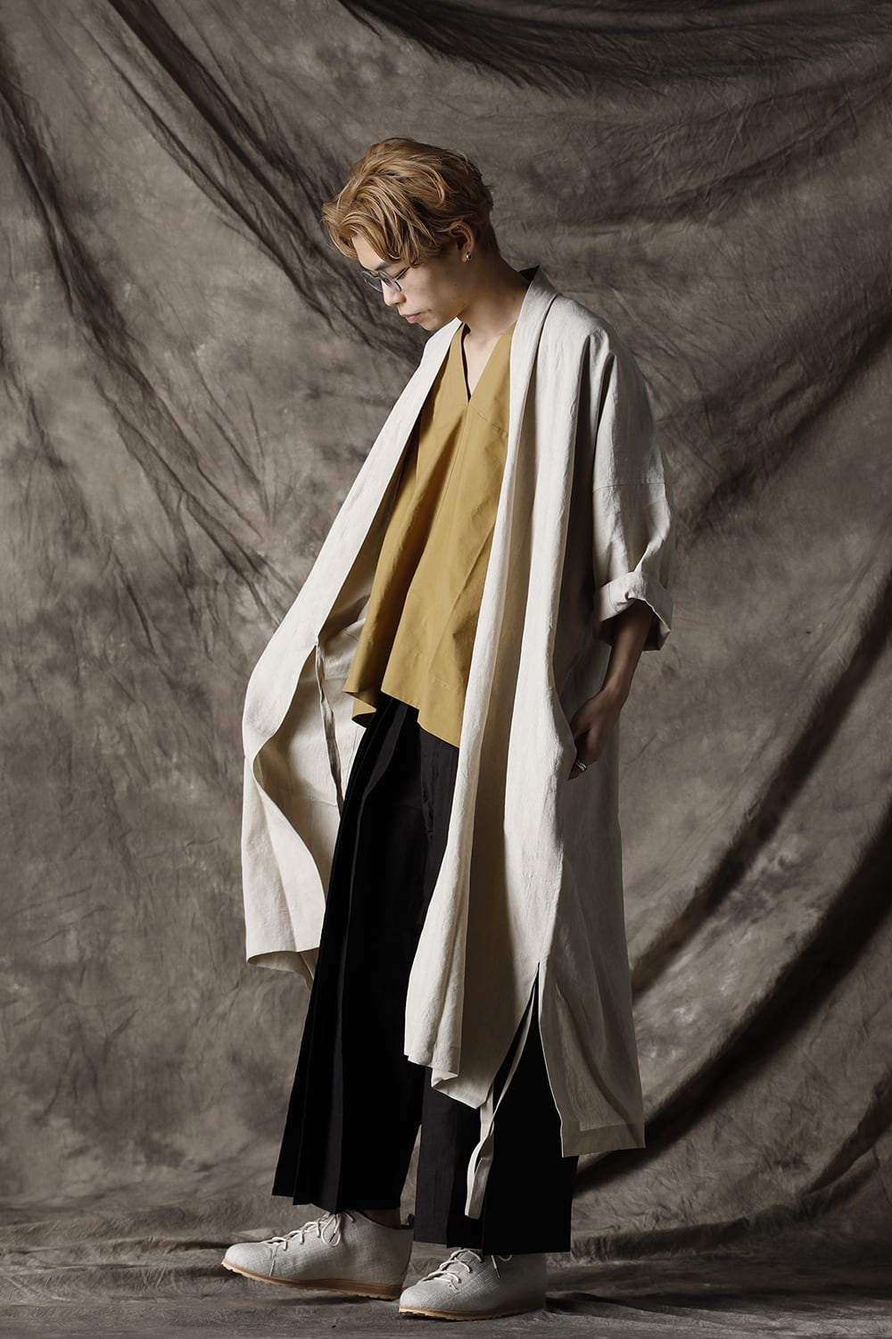 KIMONO#8 NATURAL MELE LINEN/SILK SHIRTING