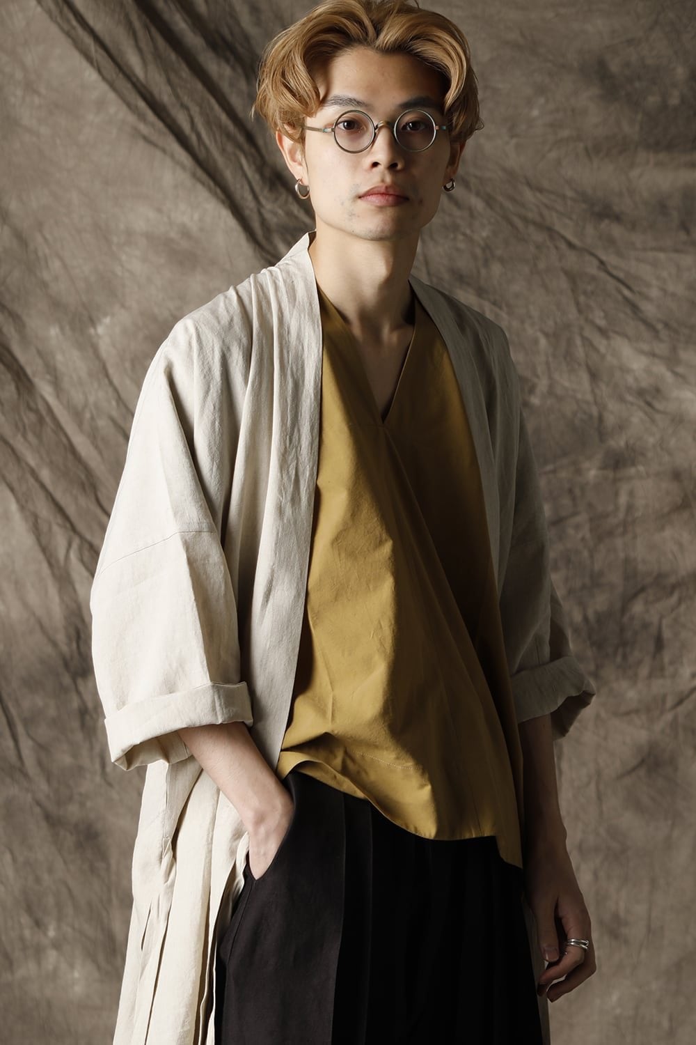KIMONO#8 NATURAL MELE LINEN/SILK SHIRTING